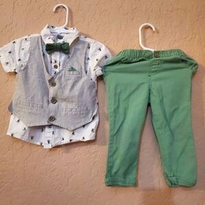 Little Lad button down bowtie shirt with pants size 18 months